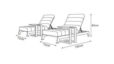 New Noosa Black Outdoor Fabric Sun Lounge Set With Side Tables 7 Thumbnail
