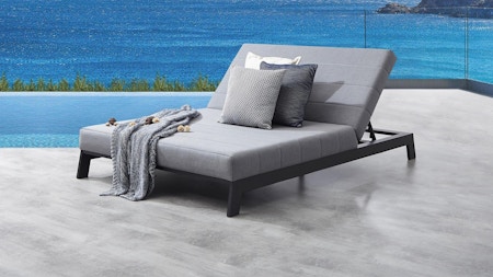 Lavi Black Outdoor Fabric Double Sun Lounge