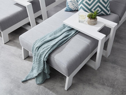 New Noosa White Outdoor Fabric Sun Lounge Set With Side Tables 2