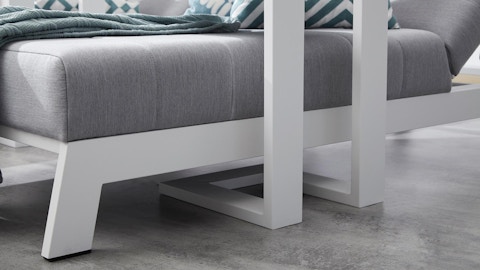 New Noosa White Outdoor Fabric Sun Lounge Set With Side Tables 8 Thumbnail