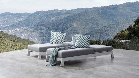 New Noosa White Outdoor Fabric Sun Lounge Set With Side Tables 8 Thumbnail