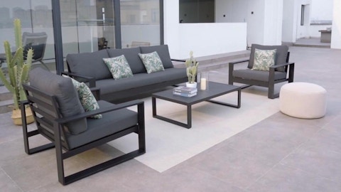Riviera Black Outdoor Lounge Set 3+1+1 With Coffee Table 2 Thumbnail