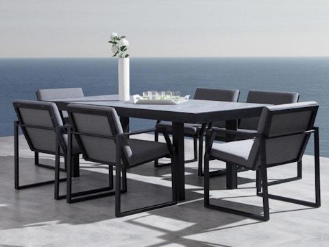 Invini Black 7-piece Outdoor Ceramic Dining Set 2