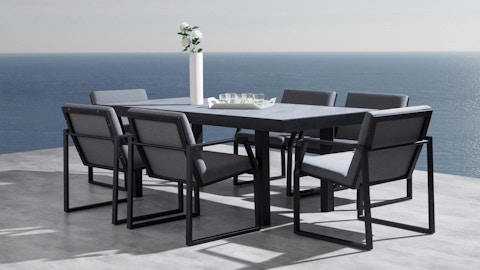 Invini Black 7-piece Outdoor Ceramic Dining Set 2 Thumbnail
