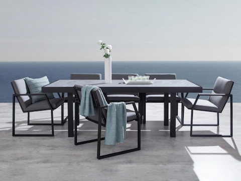 Invini Black 7-piece Outdoor Ceramic Dining Set 1