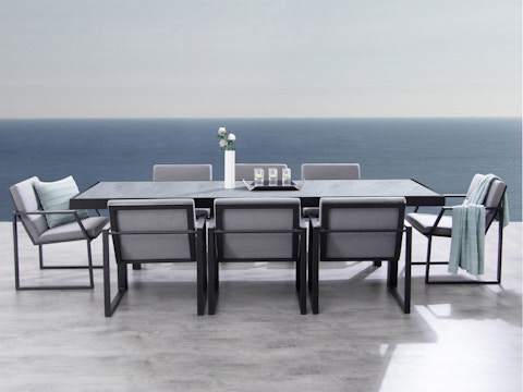 Invini Black Large 9-piece Outdoor Ceramic Dining Set 2