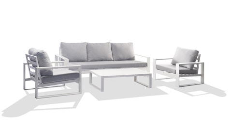 Riviera White Outdoor Lounge Set 3+1+1 With Coffee Table 5 Thumbnail