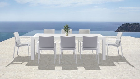 Santa Monica White 9-piece Outdoor Dining Set With Santa Monica White Chairs