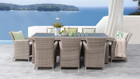 Savannah 9-piece Outdoor Wicker Dining Set