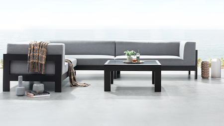New Noosa Black Outdoor Fabric Corner Lounge With Coffee Table