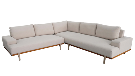 Sorrento Outdoor Fabric Corner Lounge with Teak Accent