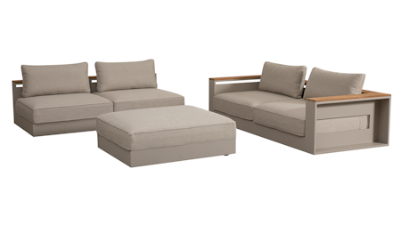 Torquay Five Ways Outdoor Fabric Lounge System with Teak Accent