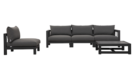 Byron Charcoal Outdoor Five Ways Lounge System With Square Coffee Table