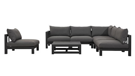 Byron Charcoal Outdoor Seven Ways Lounge System With Rectangular Coffee Table